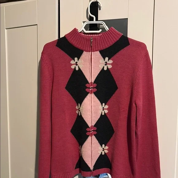 Saky made in Italy merino wool blend zippered cardigan XL - Picture 1 of 5